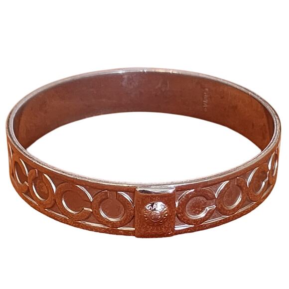 Coach Silver-Toned C-Logo Embossed Bangle Bracelet - Picture 1 of 5